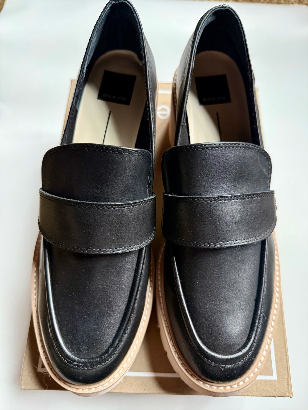Dolce Vita Halona Lug Sole Loafers Women’s Size 11 Black Leather NIB